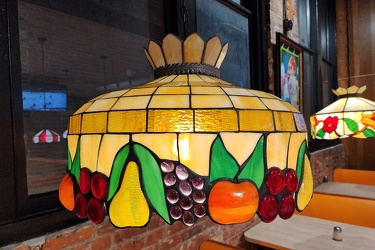 Stained glass light fixture at Geraci's slice shop [01]