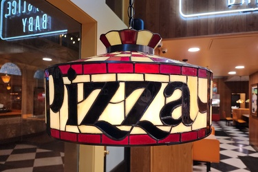 Stained glass light fixture at Geraci's slice shop [04]