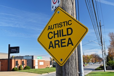 "Autistic child area" sign