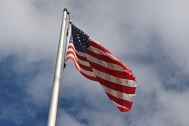 Flag flying outside of Wintrust Bank