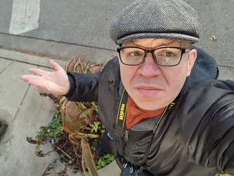 Selfie while stuck in a planter