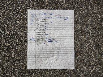 Shopping list in the parking lot of Jewel-Osco