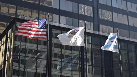 Flags outside the Willis Tower