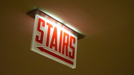 Stairs sign in the lower lobby at 875 North Michigan Avenue [02]