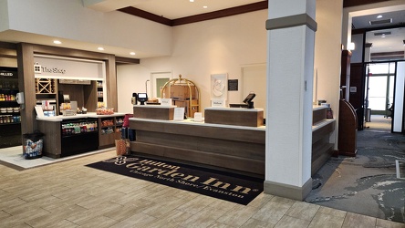 Front desk at the Hilton Garden Inn in Evanston