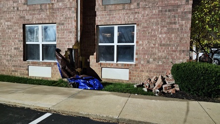 Busted bricks at the Hampton Inn Cleveland/Independence