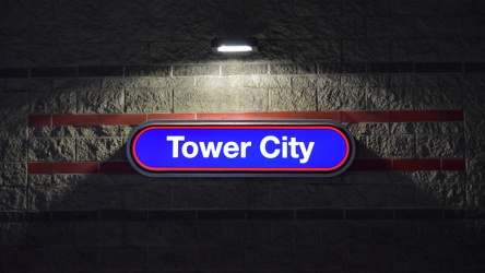 Lighted wall signage at Tower City station