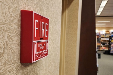 Fire alarm pull station at Barnes & Noble in Charlottesville, Virginia [01]