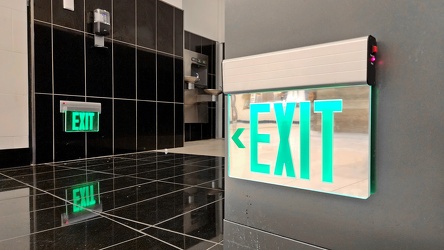 Floor-level exit sign at King of Prussia Mall [05]