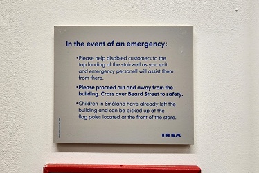 Emergency instructions at IKEA