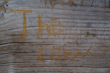 Carved graffiti inside Sounding Knob Fire Tower [03]