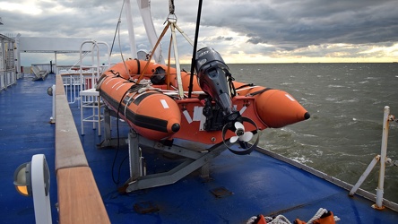 Rescue boat on the MV New Jersey