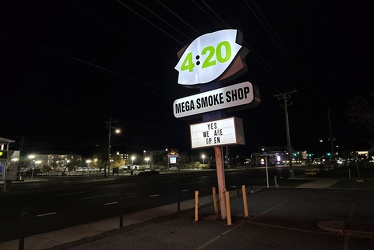 Sign for 4:20 Mega Smoke Shop