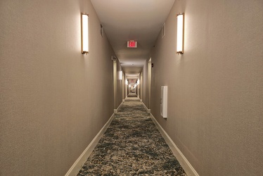 Second floor corridor at the West Ashley Hampton Inn in Charleston, South Carolina