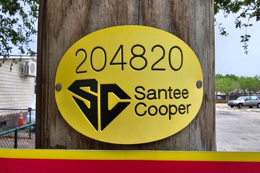 Santee Cooper plate on utility pole