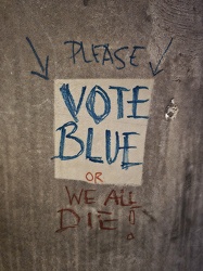 "Please vote blue or we all die!"