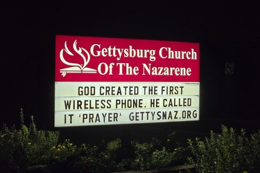 Sign at Gettysburg Church of the Nazarene