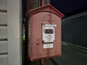 Gamewell fire alarm telegraph box at East Walnut and South Railroad Streets [03]