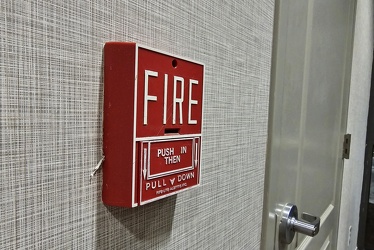 Fire alarm pull station at Hampton Inn in North Charleston, South Carolina [02]