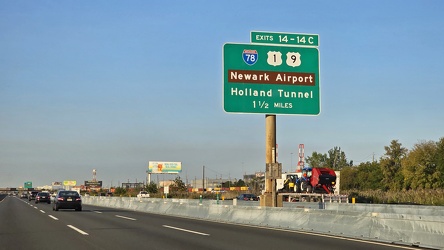 Sign for Newark Airport and the Holland Tunnel