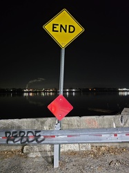 "END" sign on Bentley Street