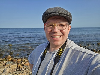 Selfie on Montauk Point beach