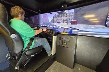 Elyse drives a simulated bus